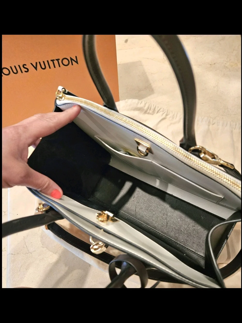 Authentic Rare LOUIS VUITTON City Steamer M55430 Handbag Shoulder White/BROWN/